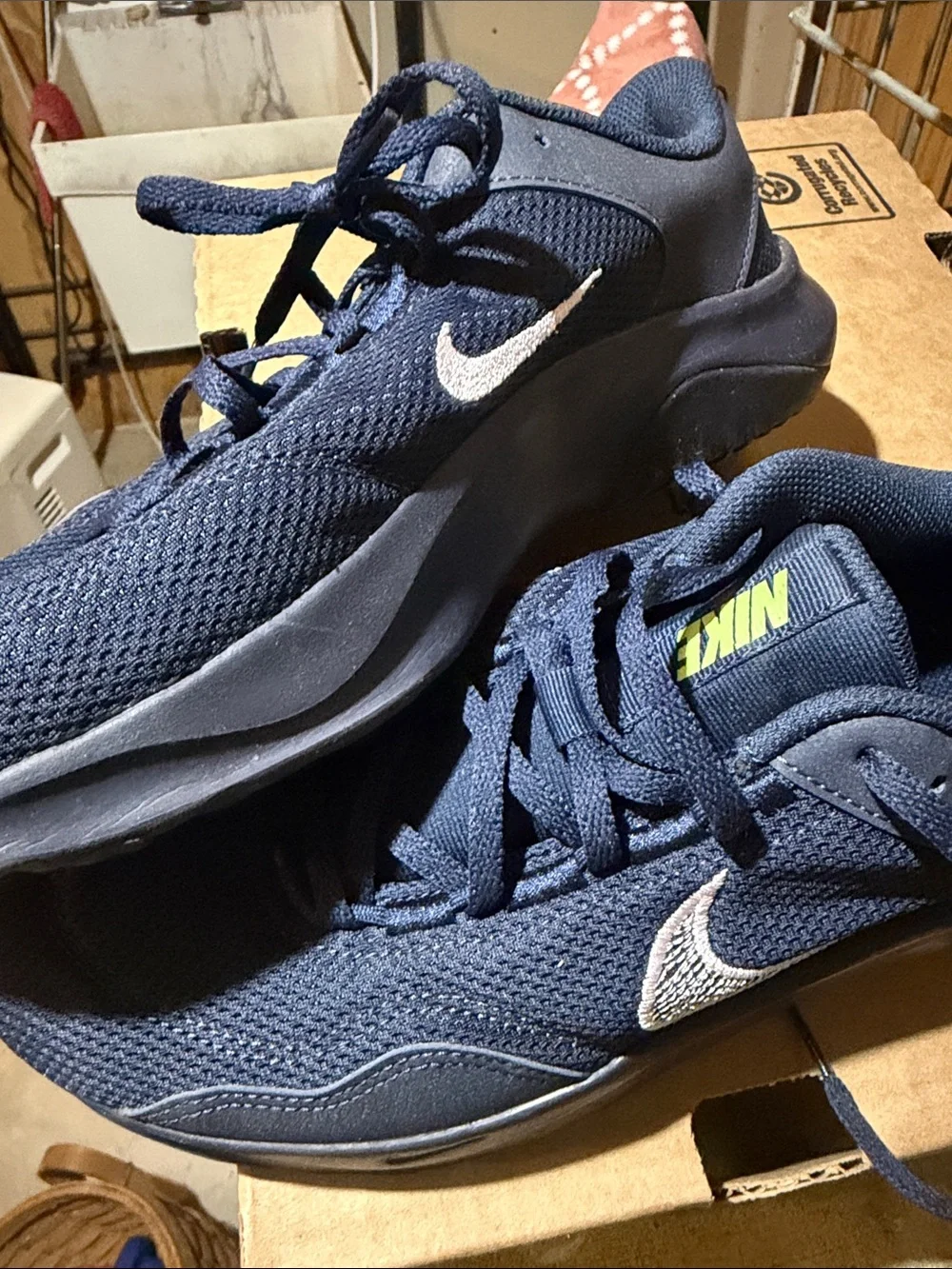Nike Dark Blue Mesh Sneakers with White Swoosh
